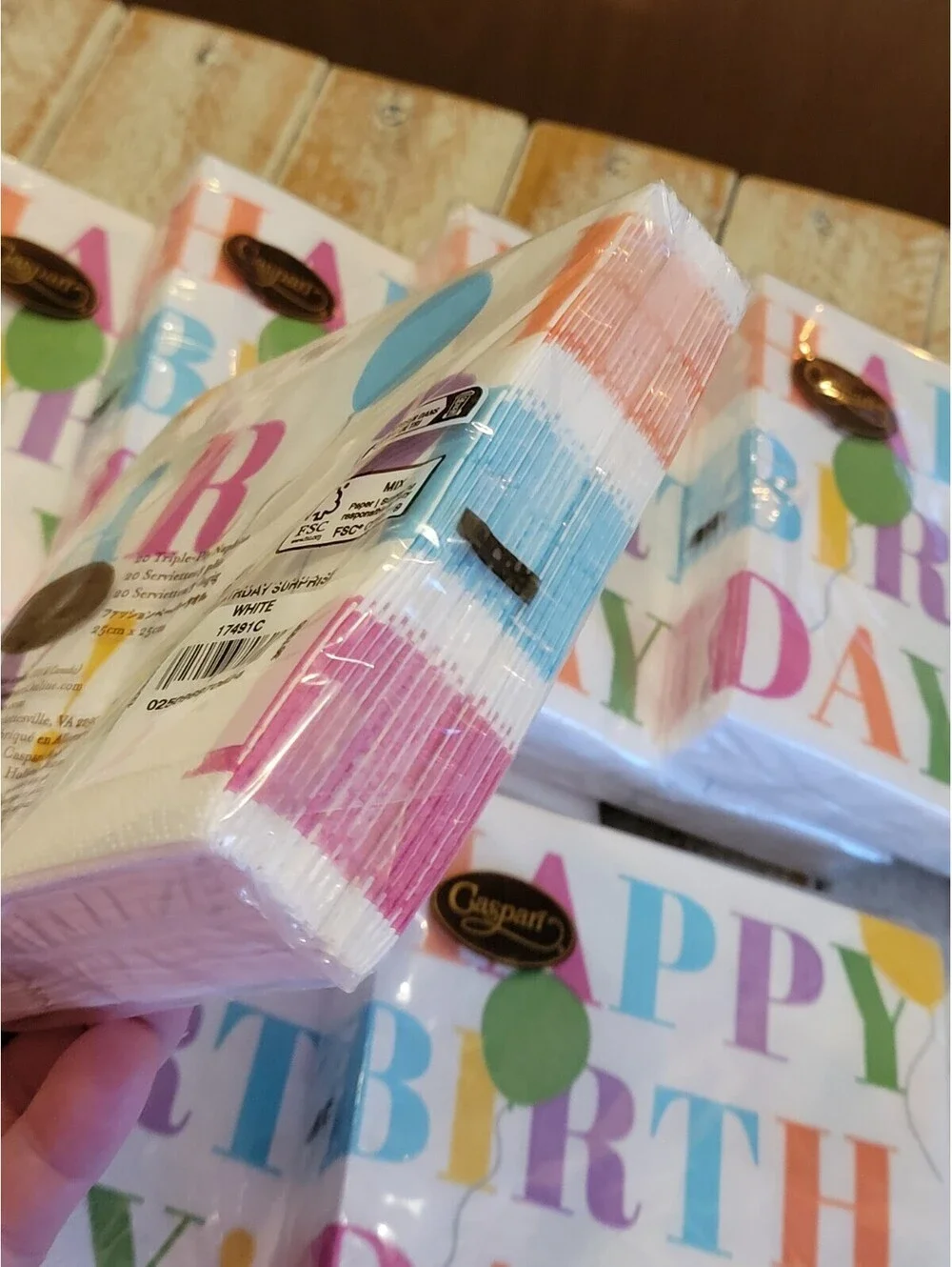 9 Packs Caspari Happy Birthday Surprise Colors Triple Ply Napkins Lunch Dinner